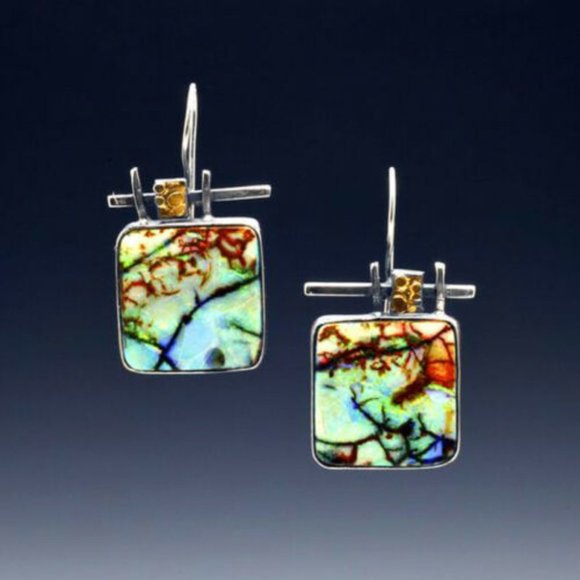 Hand Crafted Jewelry - Silver Earrings with Gold & Unique Design - NWOT